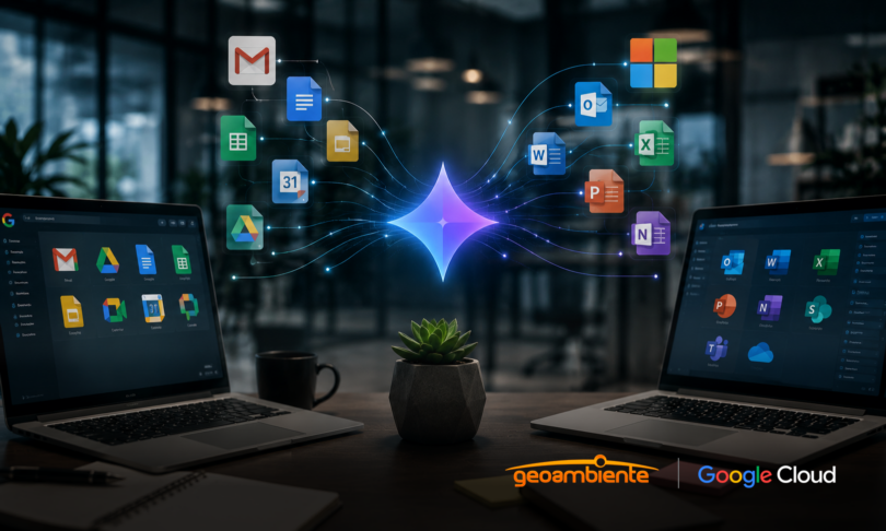 Unifique o Workspace e Office 365 com o Gemini Enterprise. Crie um hub de inteligência seguro, elimine silos e automatize processos com IA.
